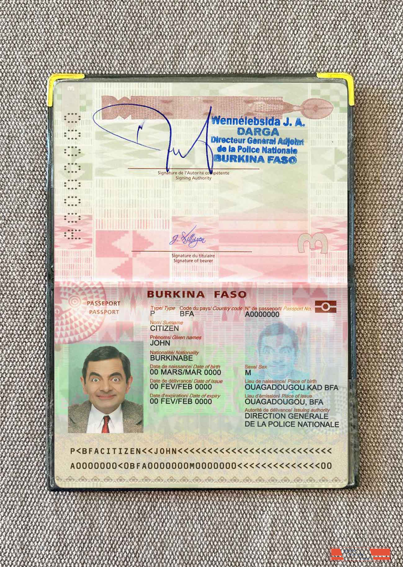 Burkina Faso pass (2018 present) photo look PSD template